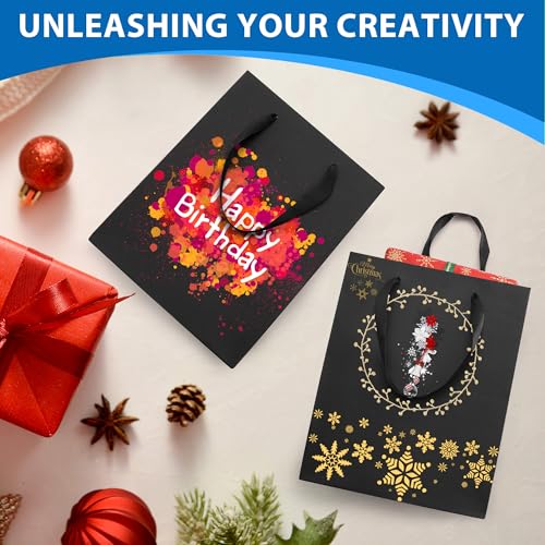 Argivean Black Gift Bags With Handles: 6pcs Medium Gift Bags Bulk 8x5x10 Inch For Wedding Party Birthday Business (M,6)