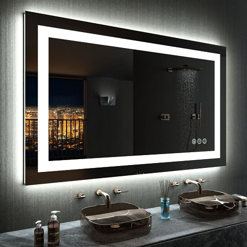 LOAAO 48"X32" LED Bathroom Mirror with Lights, Anti-Fog, Dimmable, RGB Backlit + Front Lighted, Bathroom Vanity Mirror for...