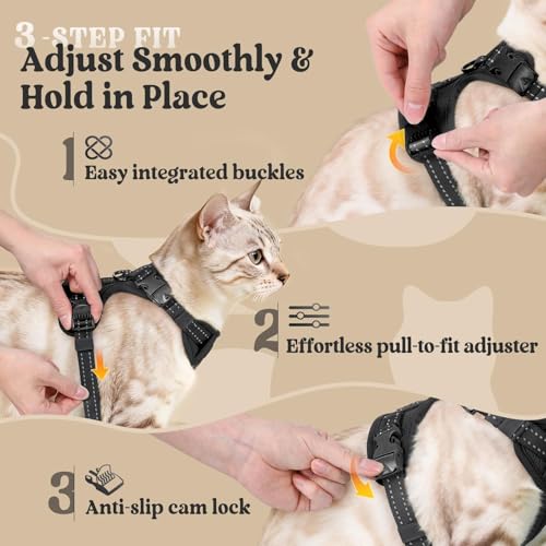 rabbitgoo Cat Harness and Leash, Escape Proof Vest with 3 Adjustable Buckles, Soft Comfortable Kitten Harness, Easy to Wea...