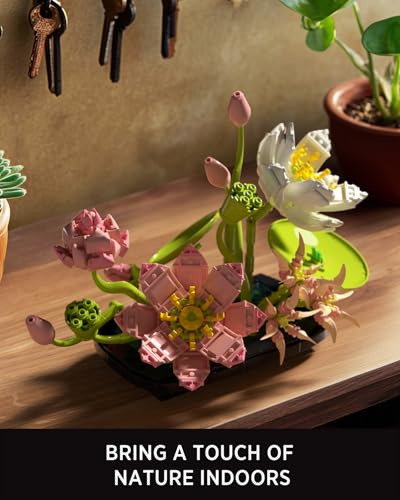 Nifeliz Lotus Flower Building Set for Adults, Botanical Decoration for Table or Office, A Nature-Inspired Gift for Plant L...