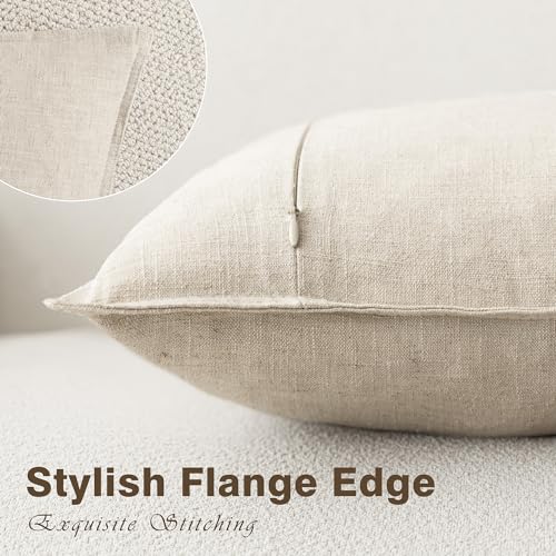 Foindtower Pack of 2, Decorative Linen Soild Throw Pillow Covers Soft Accent Cushion Case Boho Farmhouse Neutral Pillowcas...