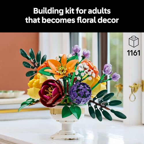 LEGO Botanicals Flower Arrangement Artificial Flowers Building Set - Decor for Table Display - Gift for Mothers Day - Uniq...