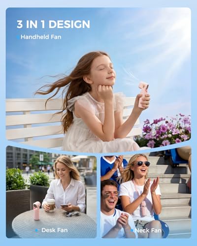 SWEETFULL Portable Mini Handheld Fan - Rechargeable Personal Turbo Hand Fan with 5 Speeds, 17000RPM, 315° Adjustable, Pock...