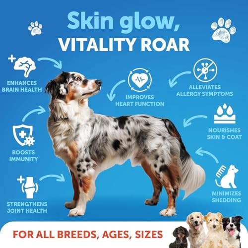 Salmon Oil for Dogs - Omega 3 for Dogs - 8 FL OZ Wild Alaskan Salmon Fish Oil - Natural EPA & DHA Fatty Acids for Skin & C...