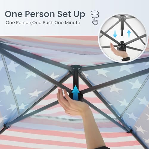 PHI VILLA 10x10 Pop Up Canopy Tent - One Push Setup, Instant Shade Tent with Vented Roof for Beach & Events - Includes Sto...
