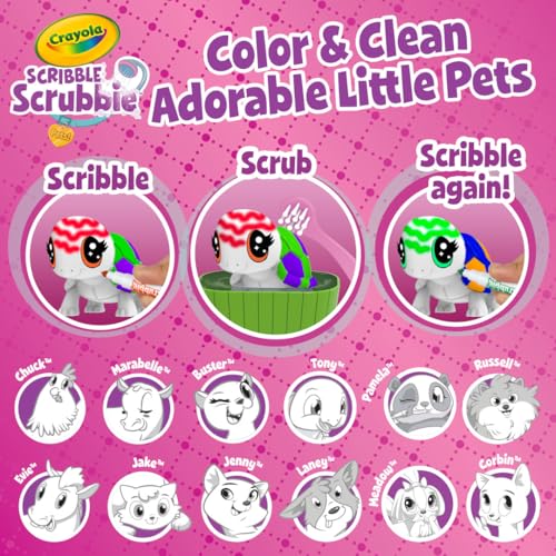 Crayola Scribble Scrubbie Pets Mega Set (25+ pcs), Reusable Pet Care Toy, Toys for Girls & Boys, Gift for Kids, Ages 3, 4, 5