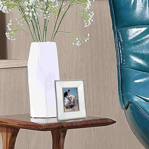 YUNDINGJI 4x6 Beveled Clear Mirror Champagne Silver Pearl Dot Photo Frame-Organic Glass Black Velvet Back Panel for Famil...