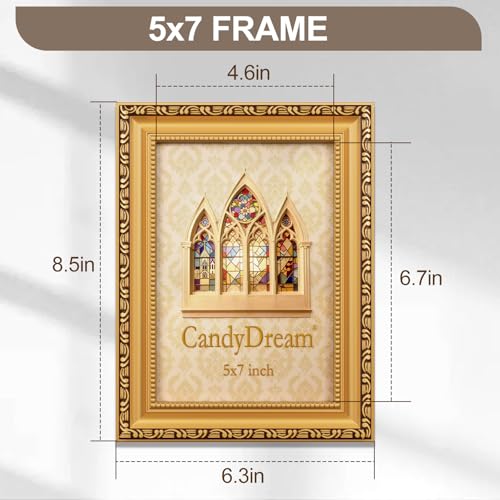 CandyDream 5×7 Picture Frame Set of 2 - Gold Picture Frames for Wall and Tabletop Display,Poster Photo Frames, Gallery Wal...