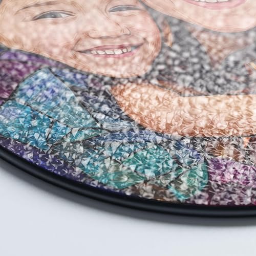 LOVELYPOD Personalized Grandma Stained Glass Sun Catcher, Photo Family Portrait Faux Window Hanging Ornament, Custom Photo...