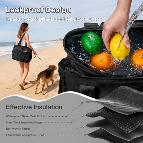 Odoland Soft Cooler Bag - Leakproof & Insulated, 2-in-1 Collapsible Design, Dry/Wet Separation, Large Soft Sided Cooler wi...