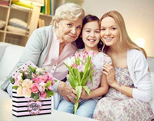 WaaHome Set of 4 Happy Mother's Day Flower Bouquet Packaging Gift Paper Boxes for Mom, Daughter, Son, Wife, Florist, Class...