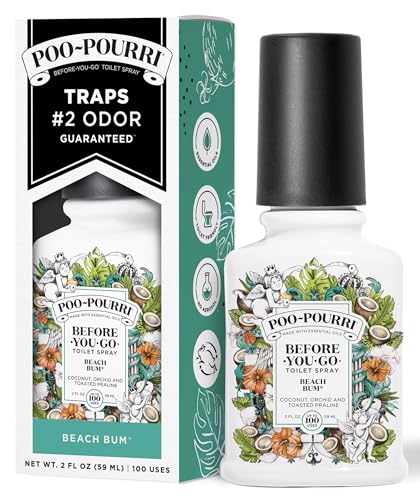 Poo-Pourri Before-You-Go Toilet Spray, Beach Bum, 2 Fl Oz, Up to 100 Uses, Bathroom Odor Deodorizer with Essential Oils fo...