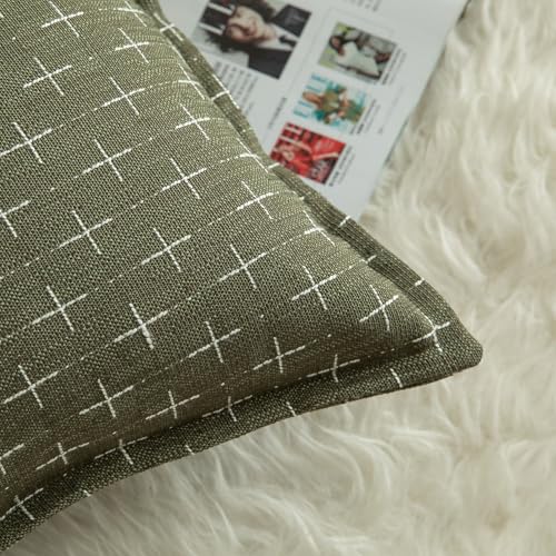 MANDIOO Pack of 2 Burlap Linen Throw Pillow Covers Woven Textured Modern Farmhouse Cushion Covers Pillowcase Decorative Co...