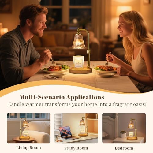 Amber Candle Warmer Lamp with Timer Dimmable,Birthday Gifts for Women Mom,Adjustable Height Wax Melt Warmer for Jar Candle...