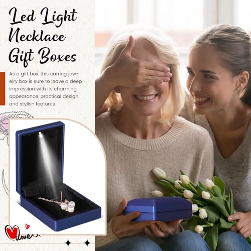 Landical 10 Pcs Pendant Necklace Box with LED Light Velvet Necklace Case for Pendant Bracelet Ring Earring, Jewelry Storag...