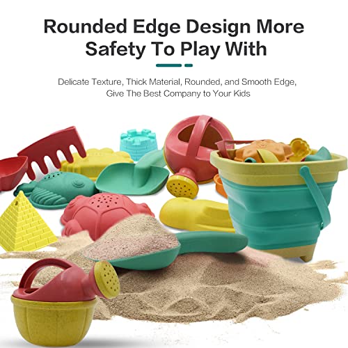 Beach Toys for Kids - Sand Toys Set Includes Collapsible Sand Bucket Shovel and Sand Rake Toy for Beach 12 PCS, Sandbox To...