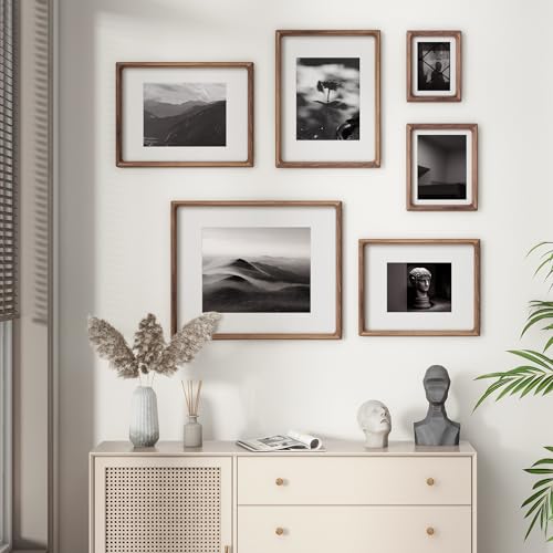 11x14 Picture Frame, USA-Sourced Natural Walnut Wood Photo Frame with Tempered Glass, Handcrafted Rounded Corner 11 x 14 W...
