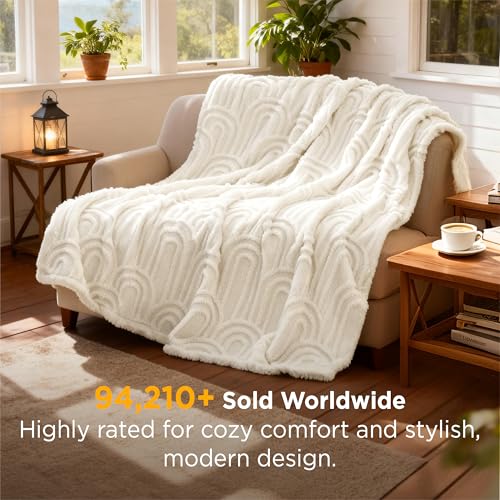 Bedsure GentleSoft Cozy Throw Blanket for Couch - Soft Summer Boho Blankets for Women, Fuzzy Fleece Throw for Beds, Boho H...