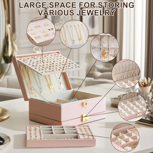 Yoobao Jewelry Box for Women, 3 Layer with Double Lock, Removable Tray, Jewelry Holder Organizers for Earrings Necklaces R...