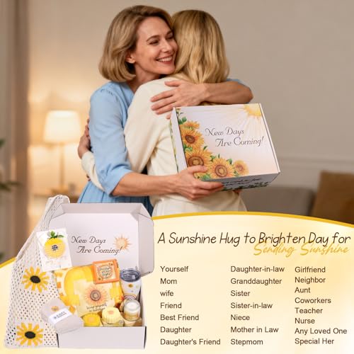 Sunflower Birthday Gifts for Women Self Care Gift - Sending Sunshine Gift Box Get Well Soon Sympathy Gift Basket for Women...