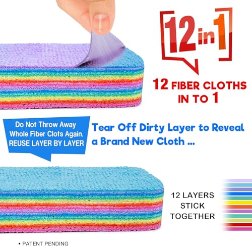 Microfiber Super Fiber Rag, 12 Fiber Layer on 1 Rag, Perfect Cleaning Cloths, Extraordinary Liquid Absorption Ability, Sta...