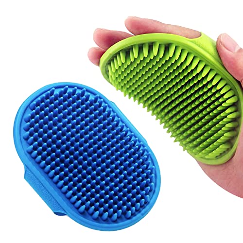Dog Grooming Brush, Lilpep Pet Shampoo Bath Brush Soothing Massage Rubber Comb with Adjustable Ring Handle for Long Short ...