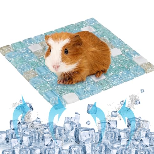 OULIGET Hamster Rabbits Cooling Mat,Crystal Quartz Glass Small Animal Bed,Pet Cool Plate Ice Bed Sleeping Pad Stay Cool fo...