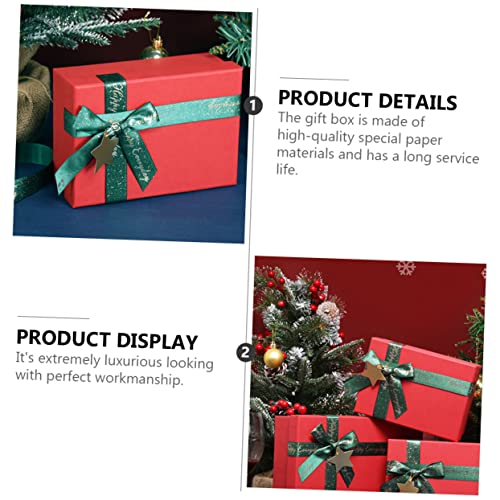 KALLORY 2pcs Boxes Holiday Packing Boxes for Christmas Birthday Ribbons Elegant Bronzing Craftsmanship for Any Celebration