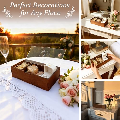 SEEBERY Mr and Mrs Wedding Keepsake Box with Lid – Personalized Wooden Memory Box for Bride and Groom, Unique Gift for Cou...