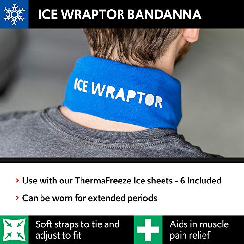 Cooling Bandana+6 Inserts ICE WRAPTOR:Just Add Water & Freeze. Cools Neck, Head, Joints. Portable Ice Therapy for Pain Rel...