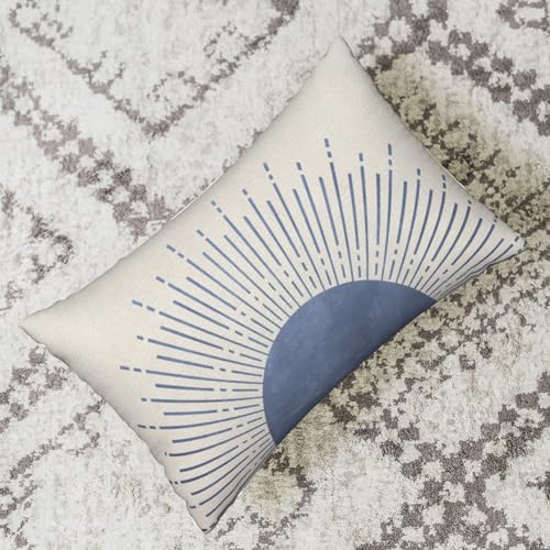 JEFERSO Summer Blue Pillow Covers 12x20 Set of 2 Stripes Sunshine Decorations Outdoor Throw Pillows Boho Sunset Sun Decora...