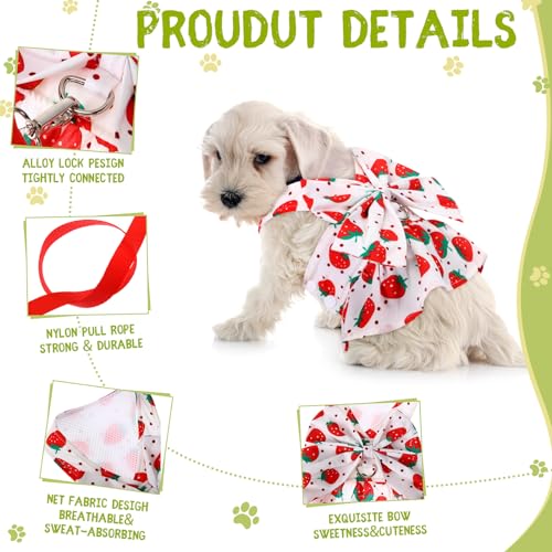 Bulyoou 3 Pieces Dog Harness Dress and Leash Set Cute Female Dog Dresses Assorted Styles Puppy Clothes Breathable Polyeste...
