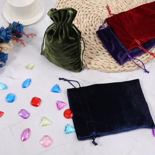 Tucnoeu 4pcs 7.08 X 5.11inch Velvet Gift Bags Soft Velvet Bags with Drawstrings,Dice Bag Small Drawstring Pouch for Tarot ...