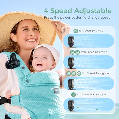 Momcozy Portable Stroller Fan with Clip | 4-Speed Mini-Fan for Carrier | Personal Fans Ultra Light 0.26lb | Gaps ≤4.5mm | ...
