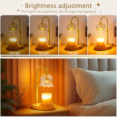 CRMILL Candle Warmer Lamp Electric Timer - Candles Warming Light Height Adjustable Dimmable Warmers Flower Lamps No Flame ...