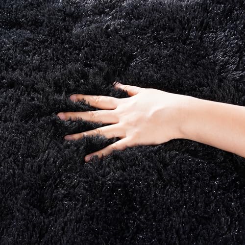 Zentavio Black Area Rugs for Living Room Bedroom 4x6 Men Room Carpet Fluffy Furry Shag Aesthetic Plush High Pile Floor Rug...