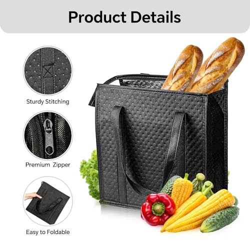 Dwscroad Insulated Grocery Bags, Reusable Insulated Bag, Portable Cooler Bags for Shopping Food Travel Beach Camping (4 Pack)