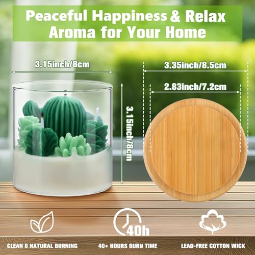 Tondiamo Succulent Cactus Candles Gift,3.15 Inch Scented Decorative Terrarium Plant Candles Votive for House Warming Weddi...