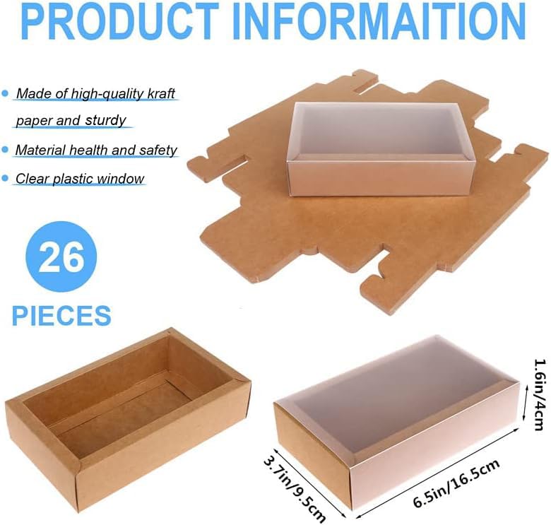 26 PCS Rectangle Drawer Kraft Boxes Small Cardboard Present Packaging Boxes for Party Favor Treats, Candy and Jewelry Craf...