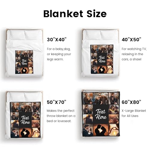 inkArts Custom Blanket Throws with Photos Text Personalized with Picture Customizable, Customize for Mom, Dad, Couple, Gir...