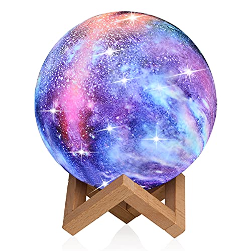 GDPETS Moon Lamp Kids Night Light Galaxy Lamp - 16 Colors Moon Light with Wood Stand Remote & Touch Control USB Rechargeab...