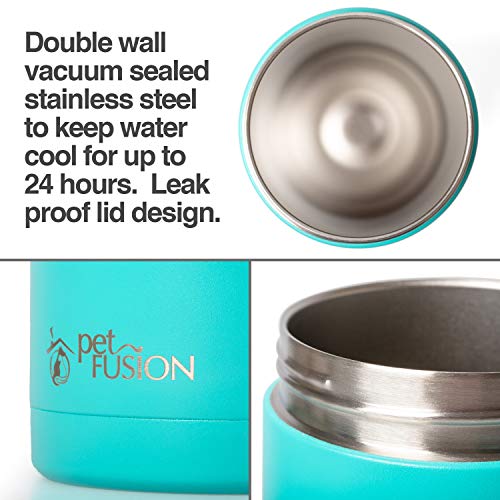 PetFusion Portable Dog Water Bottle & Dispenser (New-Large 22oz Dispenser) Insulated 2 Wall Stainless Steel- Optimal Cool ...