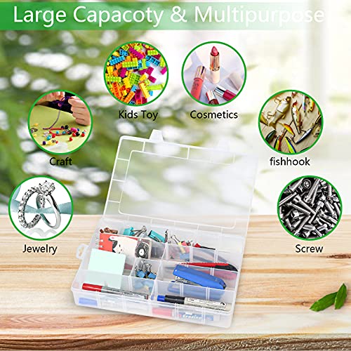 Gbivbe Large 24 Grids Plastic Organizer Box Adjustable Dividers,Clear Storage Box for Jewelry, Art DIY Crafts, Washi Tape...