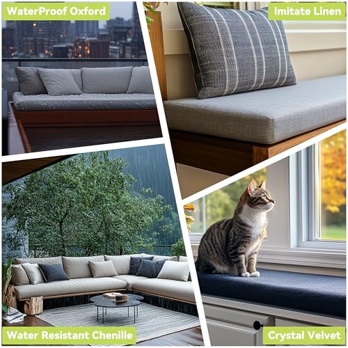 Royal Shade Custom Size Cushion Cover, Replaceable Bench Cushion/Chair/Sofa Cushion Cover, Indoor/Outdoor Furniture/Window...