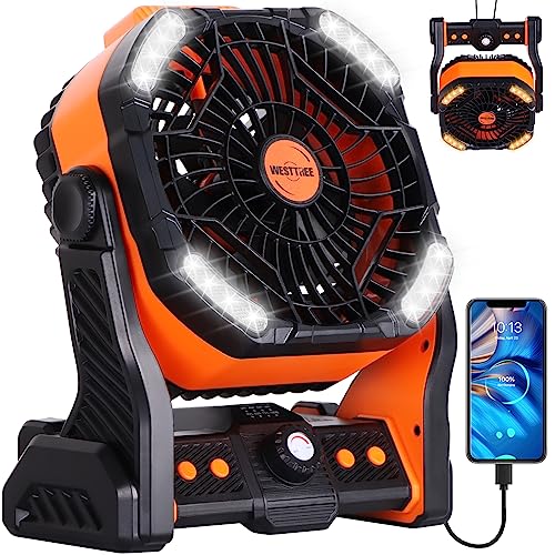 WESTTREE 20000mAh Battery powered fan Camping Fan essentials Portable fan Battery OperatedRechargeable Outdoor Tent with L...