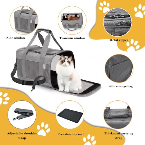 MUYG Pet Carrier Bag for Cats,Cat Soft-Sided Carriers Collapsible Ventilated Breathable Puppy Carrier for Small Dogs Airli...