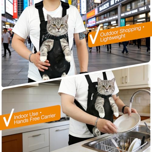Pawaboo Pet Carrier Backpack, Adjustable Pet Front Cat Dog Carrier Backpack Travel Bag, Legs Out, Easy-Fit for Traveling H...