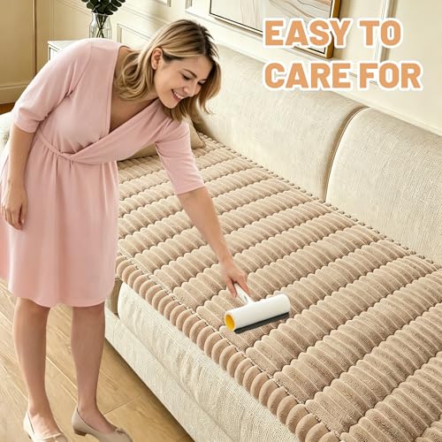 Couch Cover for Dogs Washable,Non Slip Fuzzy Durable Couch Covers for 3 Cushion Sofa Pet Friendly Sofa Cover Dog Thick Sof...
