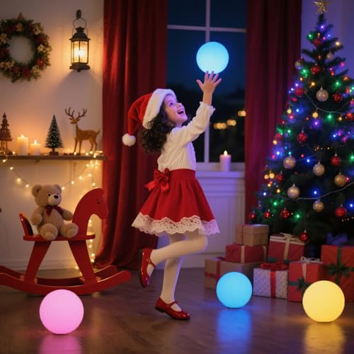 8-in Solar Globe Light Outdoor, Waterproof Solar Ball Light for Outside w/Remote, 16 RGB Color Changing Glowing Orb Lamp L...
