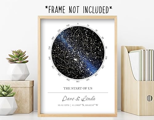 Custom Star Map - Personalized (Multiple Sizes - Unframed Print, Star Constellation Wall Art, Great Gift - Special Occasio...